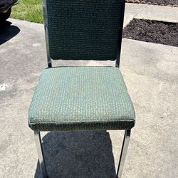 Metal Chair with Green Cushion