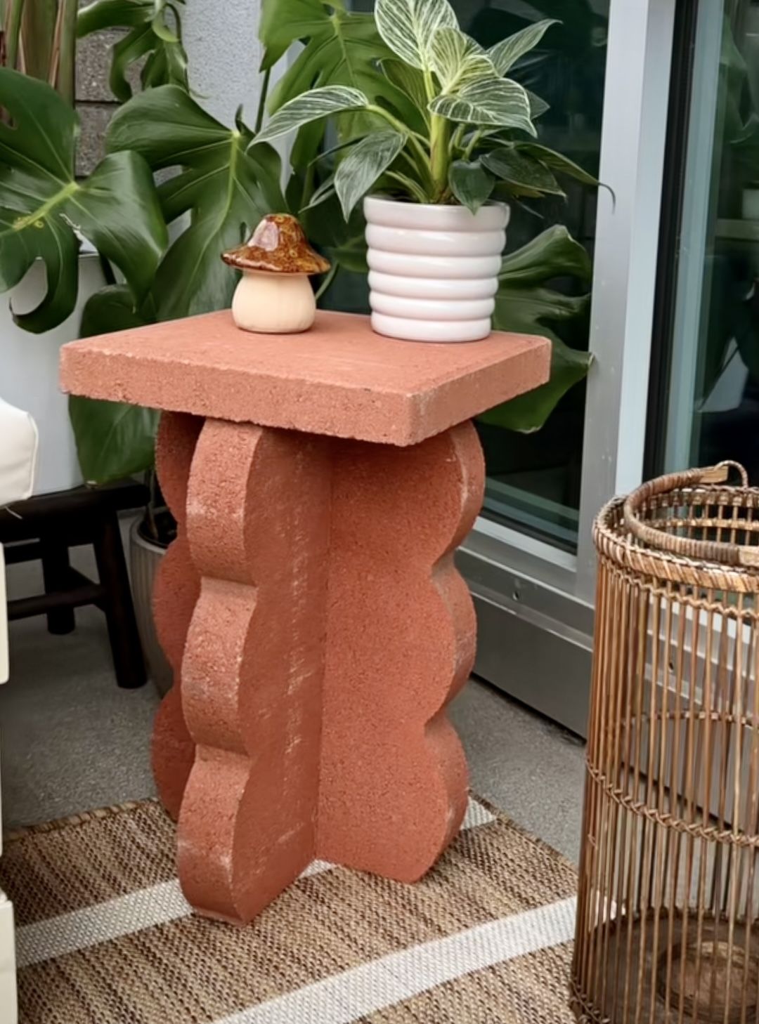 Cute Concrete Plant Garden Patio Side Table