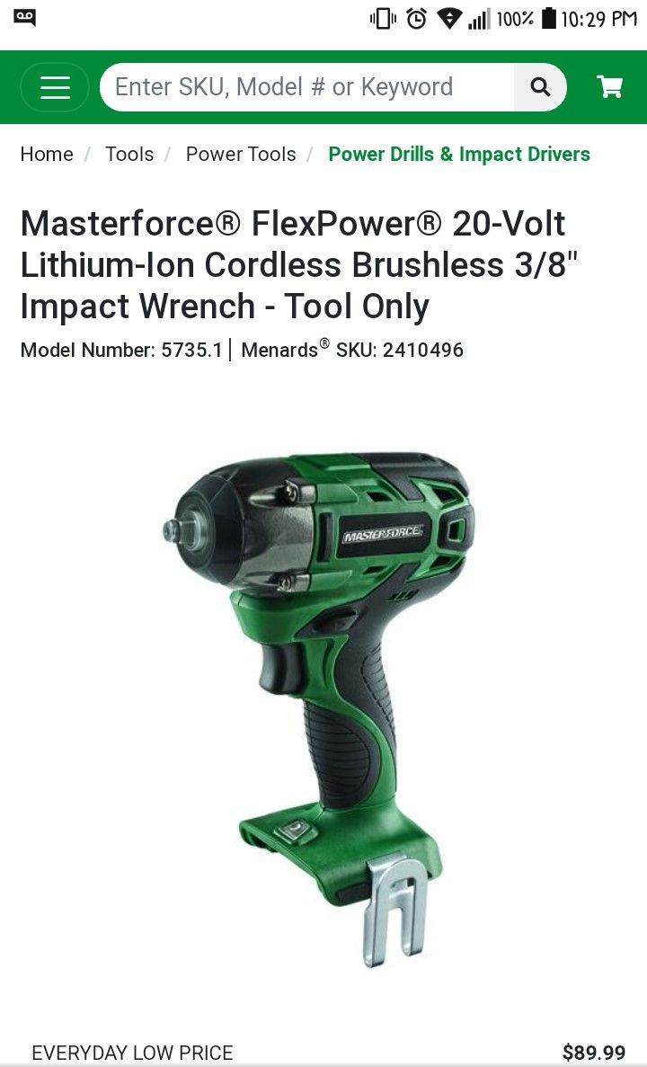 **BRAND NEW** Masterforce FlexPower 20-Volt Lithium-Ion Cordless Brushless 3/8" & 1/2" Impact Wrench Sets