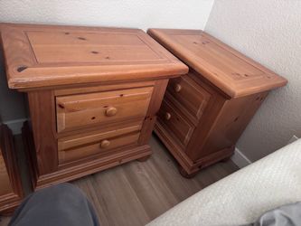 Pair of Pine Wood Nightstands 2