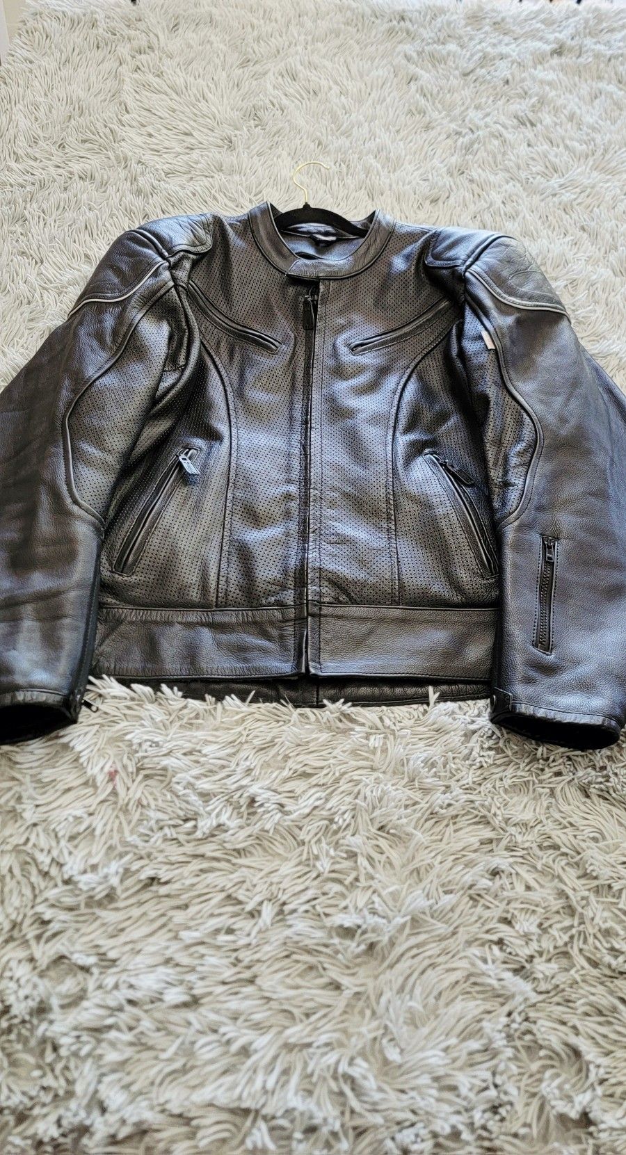 Size XL 46 Cortech Black Leather Motorcycle Jacket.