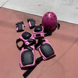 Girls Youth Biking Skating Roller Blades Knee Pads Elbow Pad Wrist Guard Helmet 