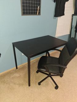 Black Desk and Office Chair Set