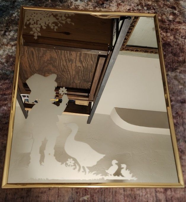 Vintage Etched Glass Mirror