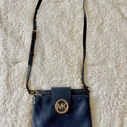 Leather Crossbody Blue Michael Kors