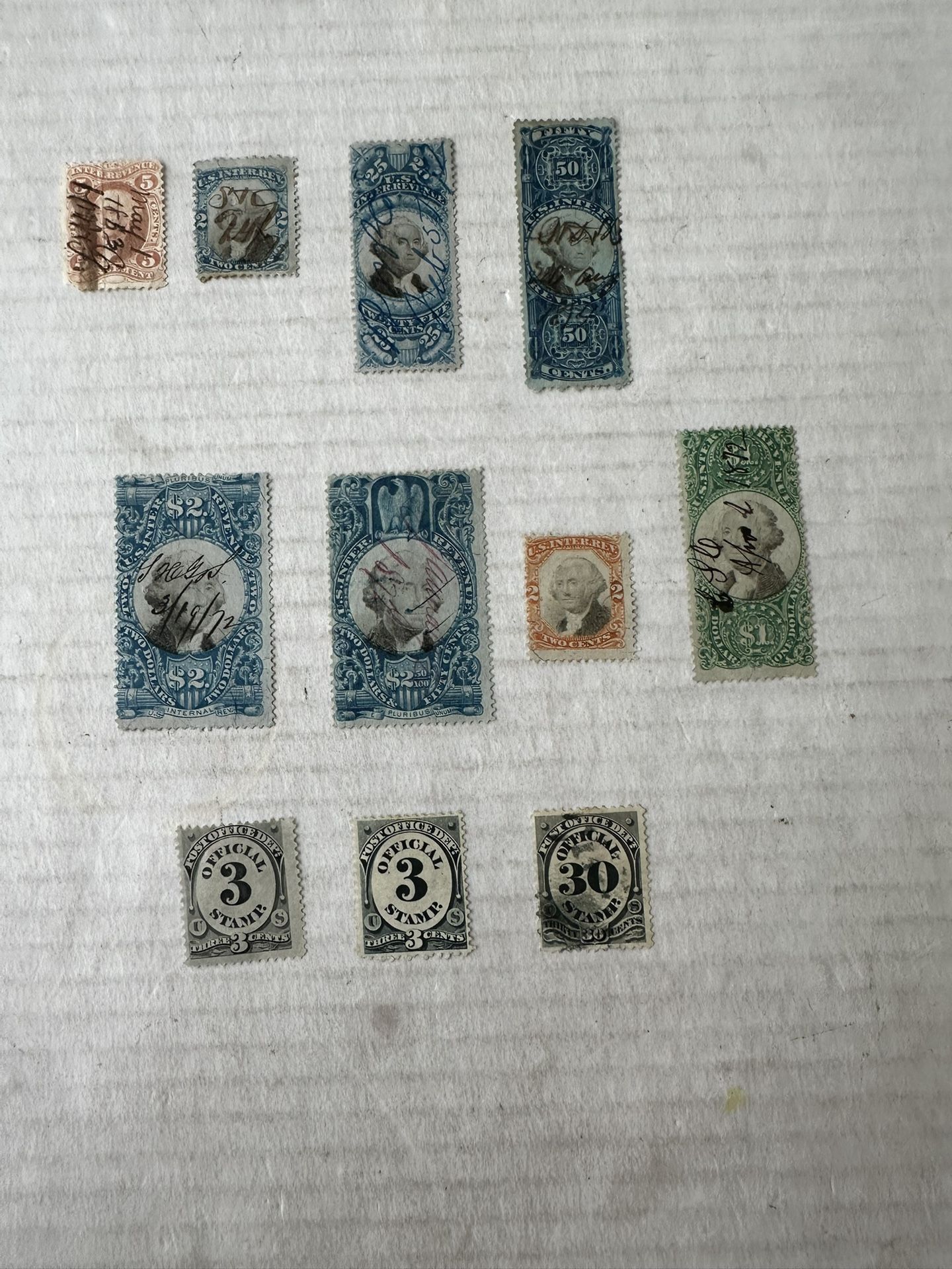United States Revenue Collection Of 11 Stamps 