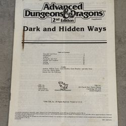 Dungeons & Dragons RARE Limited Edition Module "Dark and Hidden Ways" 1990