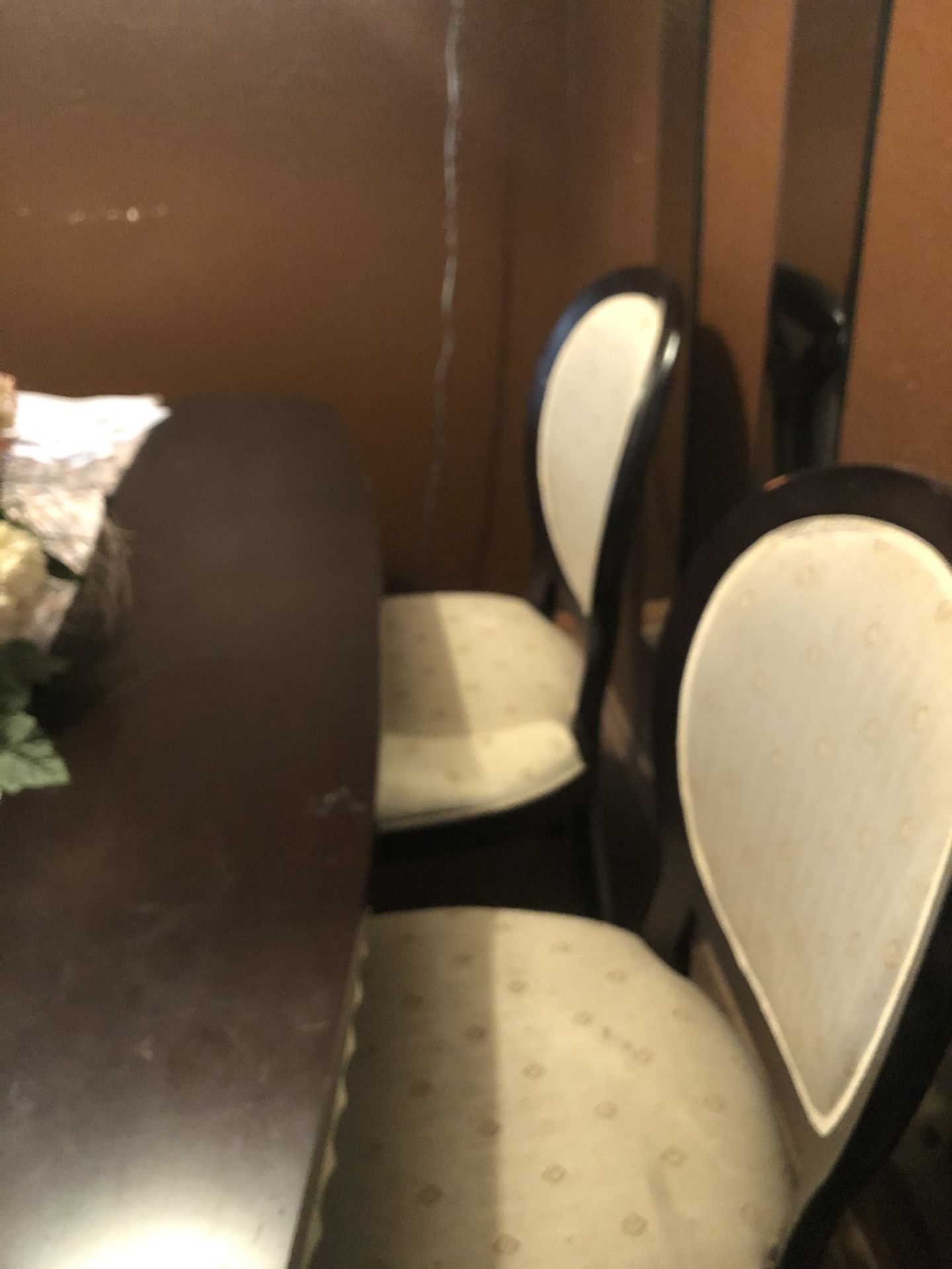 Dining room table and chairs with matching cabinet