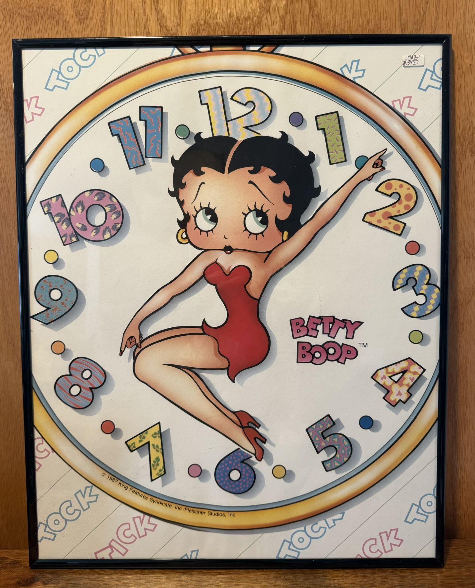 1987 VINTAGE BETTY BOOP AS A CLOCK POINTER ORIGINAL POSTER Sz 16”x20” VERY RARE