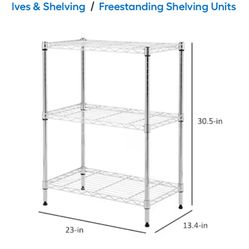Shelf 3-Tier Utility Shelving Unit (23-in W x 13.4-in D x 30.5 H