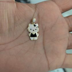 10kt Real Gold kitty Pendant 