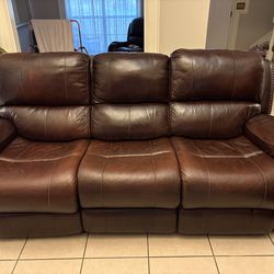 Brown leather sofas