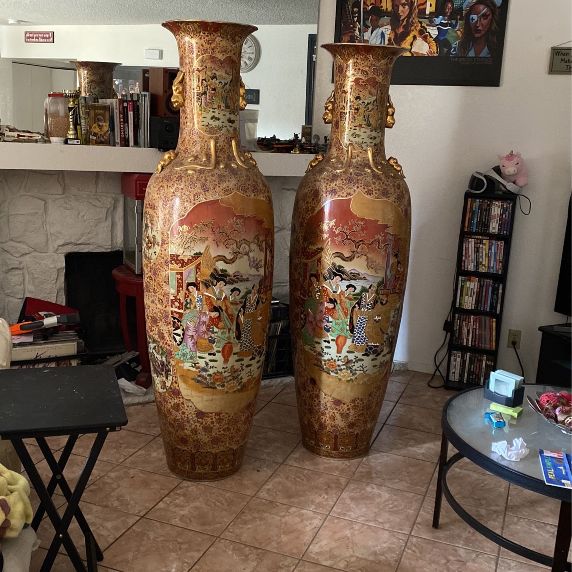 (2x) Antique 6ft Asian Vases