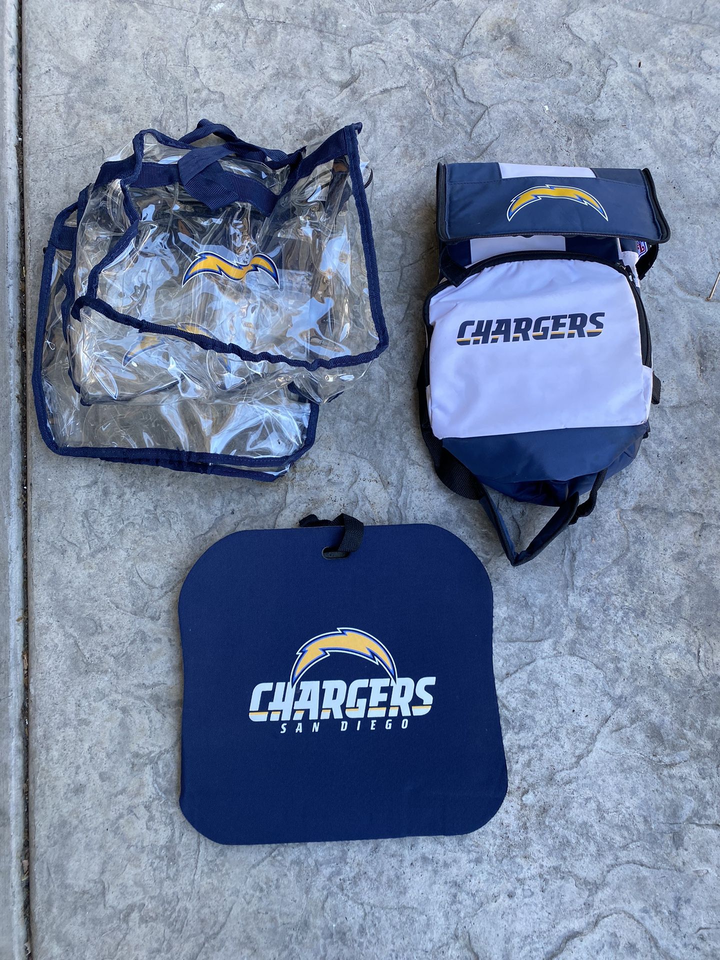 Chargers Foldable Cooler Bag, Seat Cushion, Clear Bag For Stadium