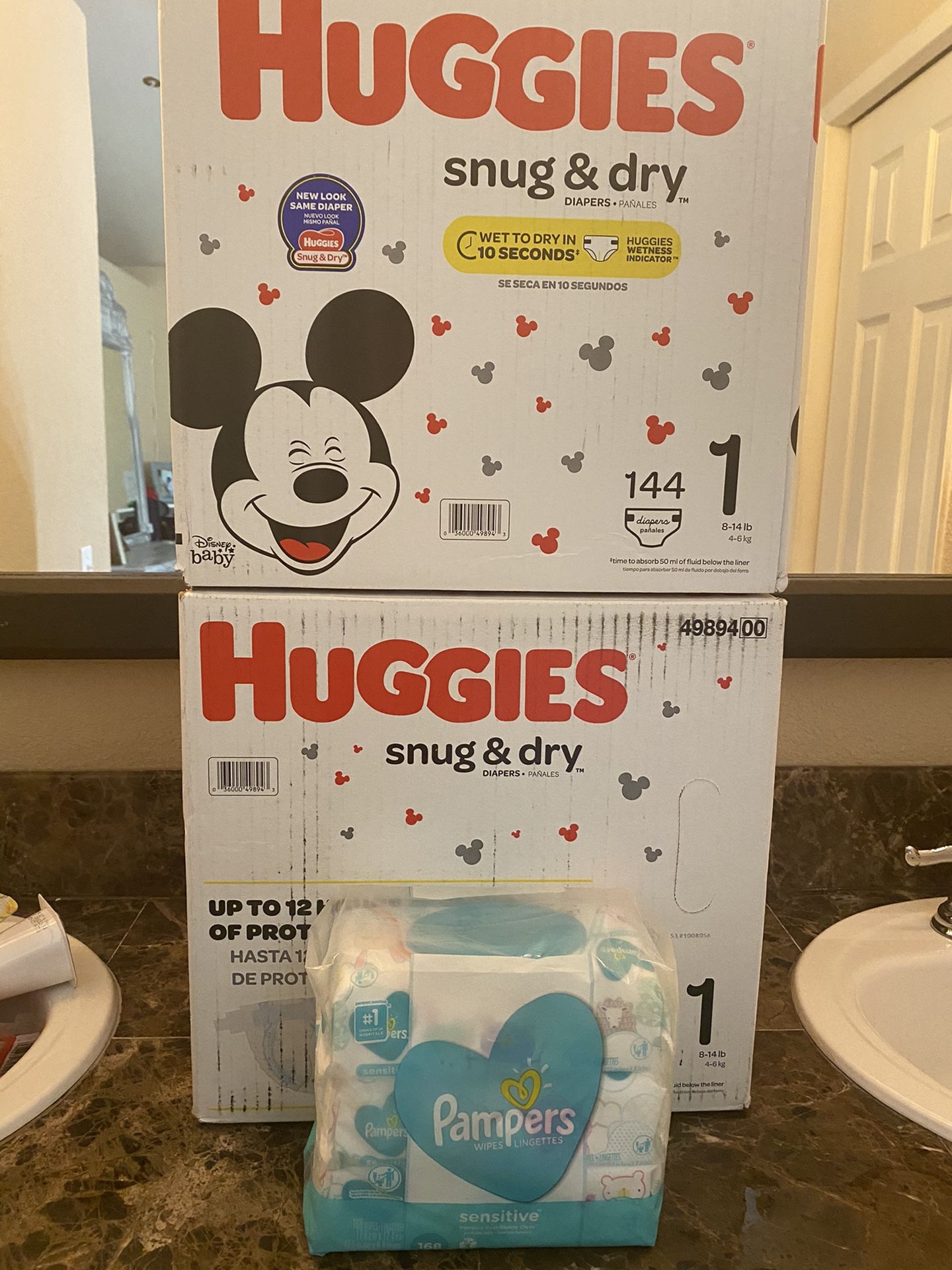 Huggies size 1 diapers and wipes bundle