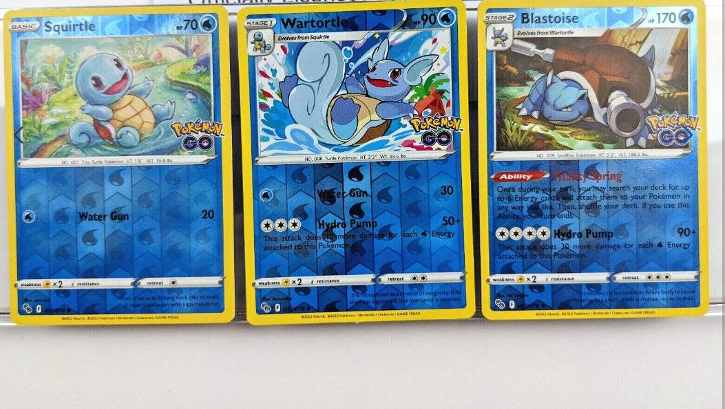 Squirtle, Wartortle, Blastoise Full Evolution Set