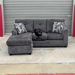 Gray Fabric Sectional Sofa with Chaise