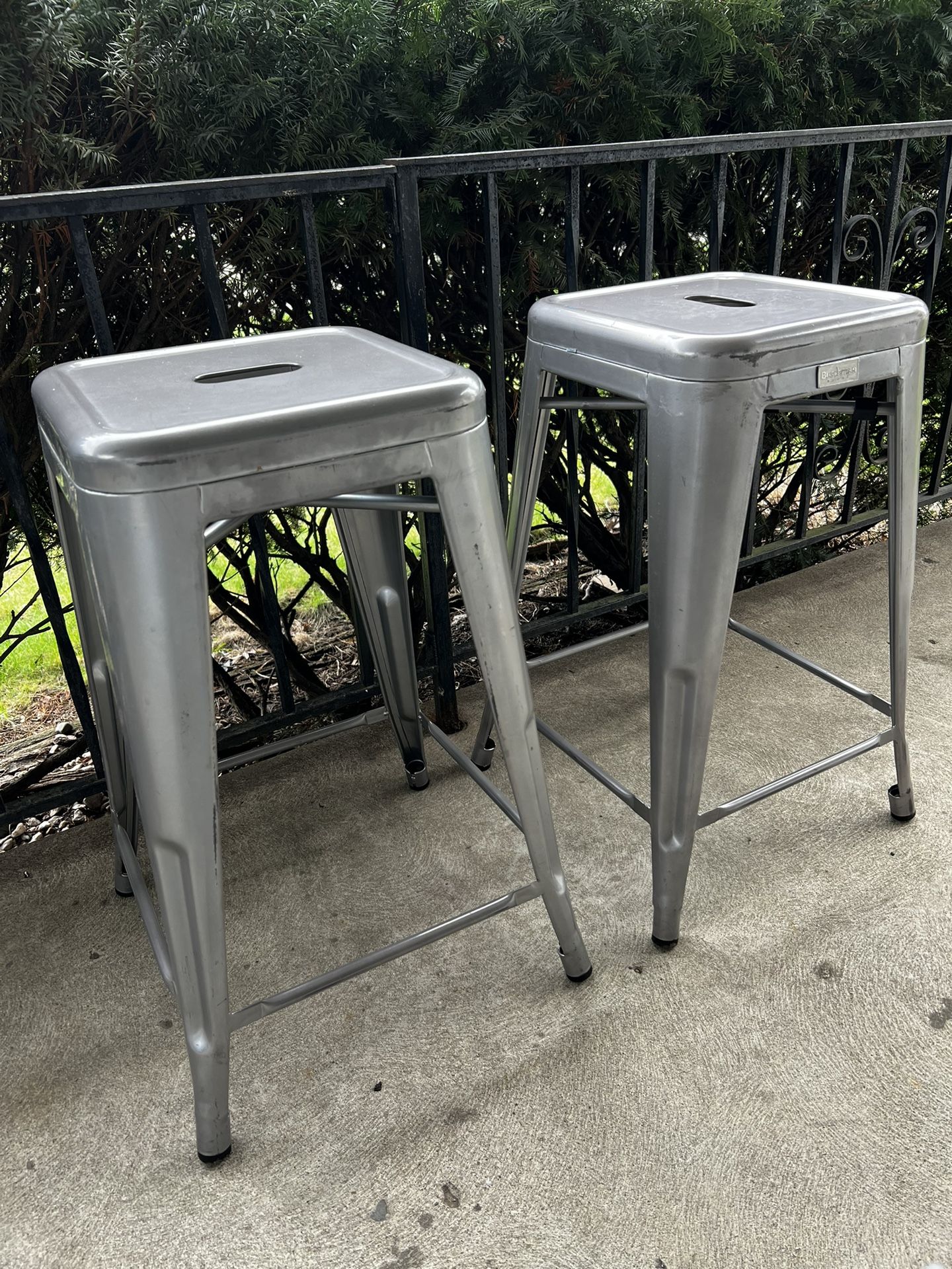 2 Grey Metal Barstools