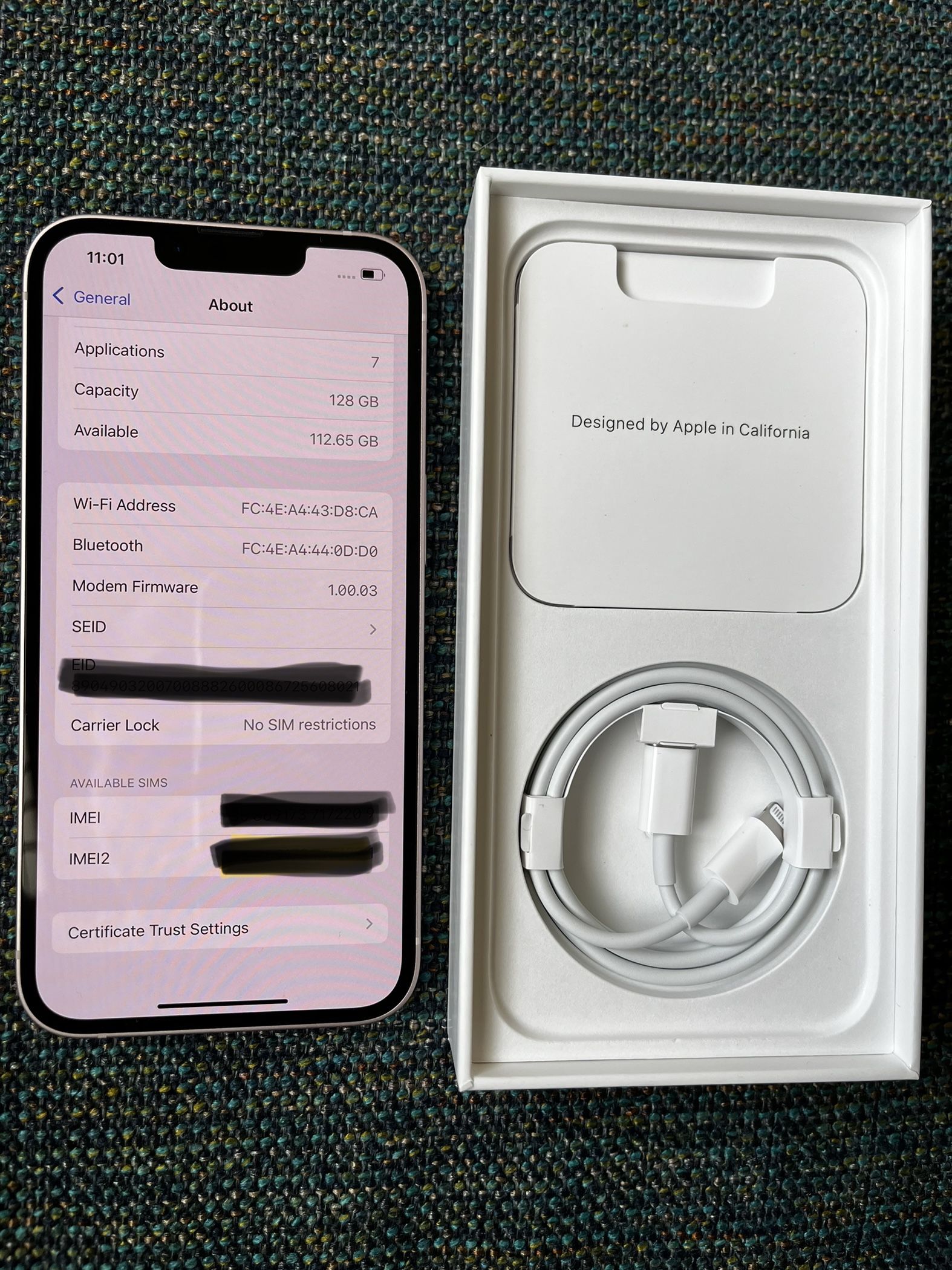 Brand New In Box Unlocked Iphone 13 128gb Black in warranty bought at