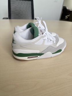 Jordan 4 Lowtop. White/Green/Gray