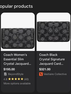 Coach Women's Essential Crystal Signature Jacquard Slim Wallet