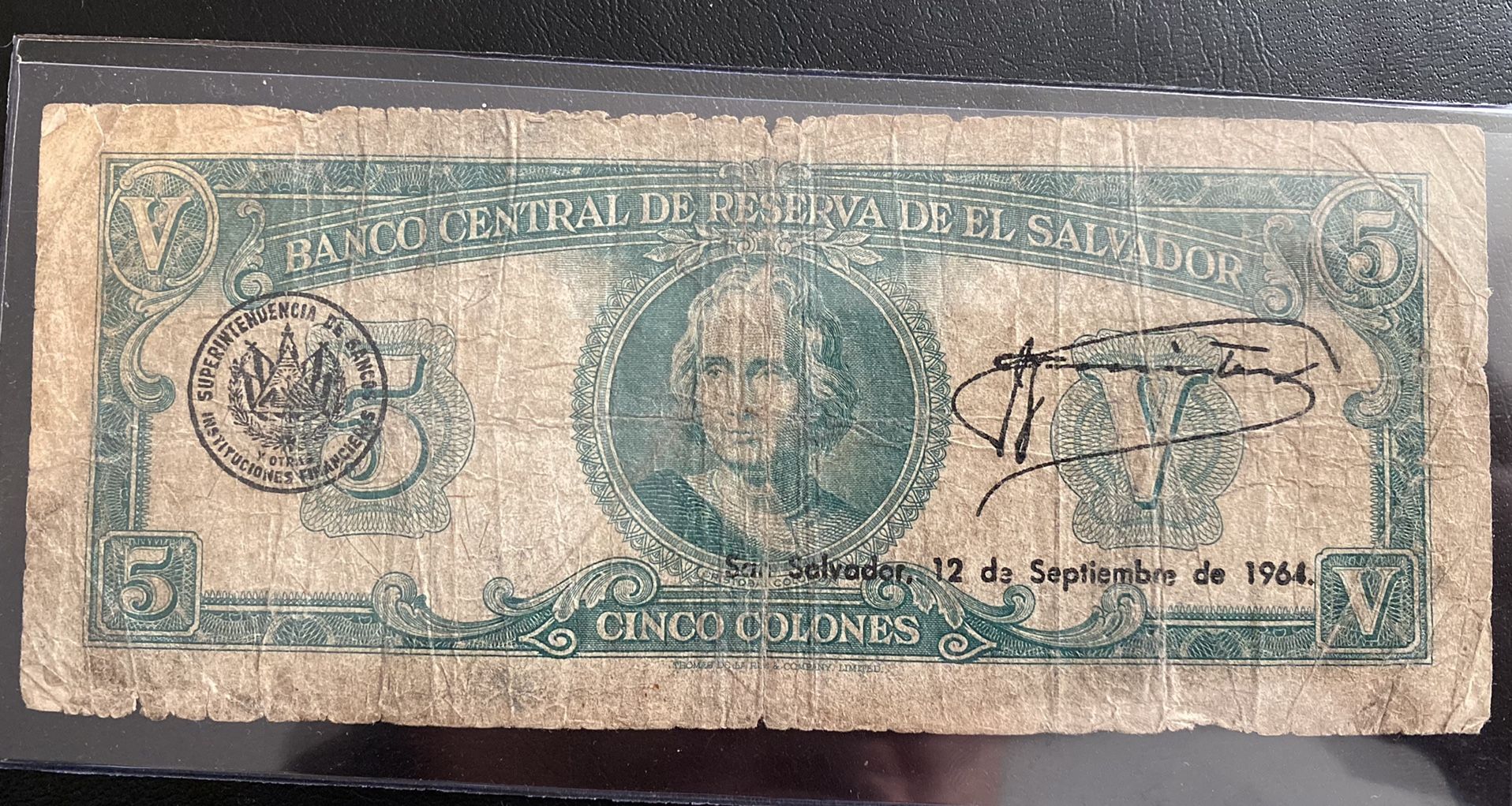 5 Cólones El Salvador 1964