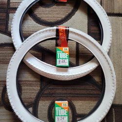 NEW Bicycle Bmx Cruiser Tires 24" Solid White Diamond Pattern