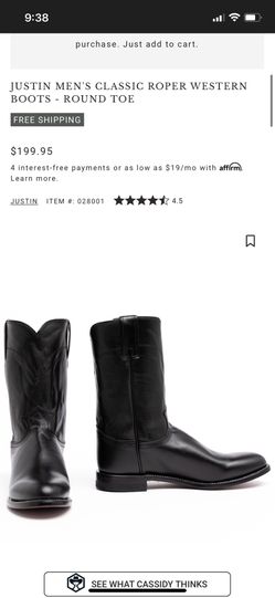 Men’s cowboy leather boots “Justin” size 11