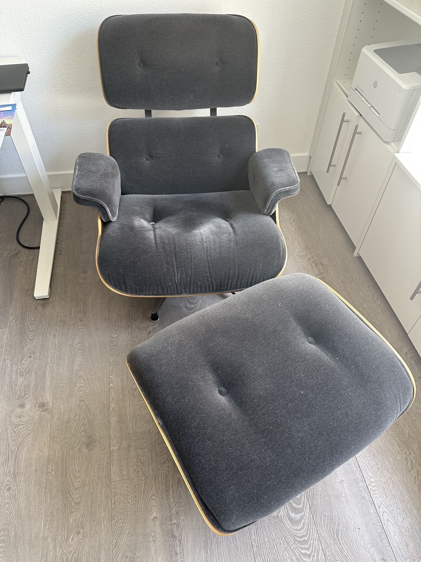 Eames Lounge Chair and Ottoman Tall Mohair