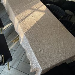 ✨ Elegant Champagne Sequin Tablecloth Set – 9-Piece Rectangular Table Cover Collection ✨