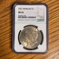 1921 Morgan Dollar.  MS62