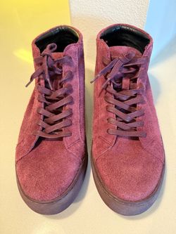 KENNETH COLE REACTION Men's Burgundy Suede High-Top Sneakers - Size 10M