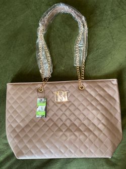 Badgley Mischka Large Quilted Tote Bag- Taupe