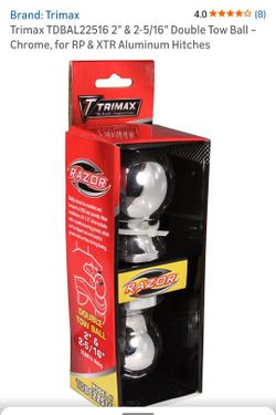 Trimax TDBAL22516 2" & 2-5/16" Double Tow Ball- Chrome, for RP & XTR Aluminum Hitches