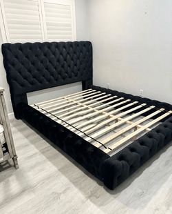 Black queen size bed frame