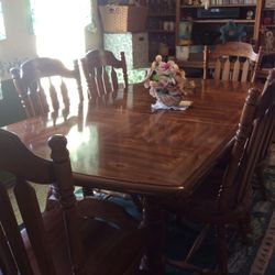 6-chairs Wooden Dining Set, Brown