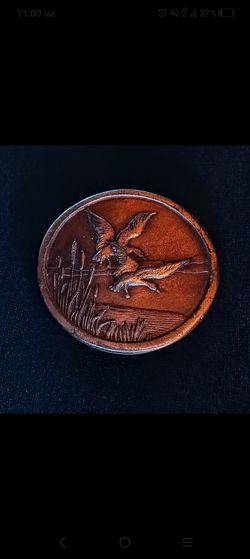 1976 Indiana Metal Craft Brass Ducks Belt Buckle