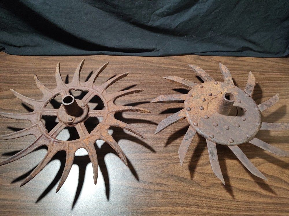 2 Vintage Farm Rotary Hoe Blades. Good Condition. $20 Or Best Offer.