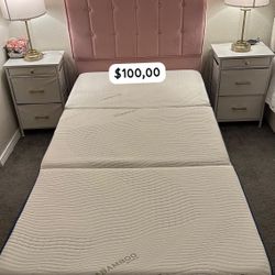 Twin bed with mattress