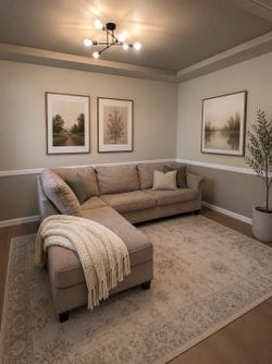 Beige/Tan Left Facing Sectional Couch