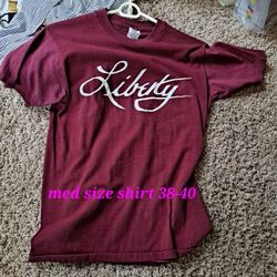 Red Liberty Shirt with Jesus Christ #1on the back of shirt Size Med 38-40-$8.00