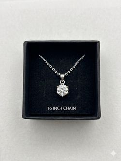 VVS1 1CT Moissanite Necklace 16 inch chain