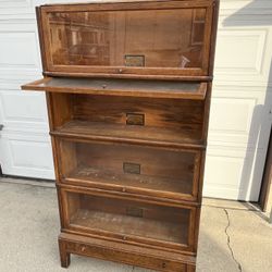 Vintage 1920s Lawyer Solid Wood Barrister Bookcase Shelves 34x12x35h Antique