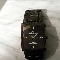 Charles Raymond • Black Barrel Water Resistant Analog Quart