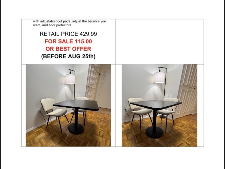 Barkev Dining Chairs (Set of 2) + Table top with table height Base