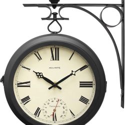 AcuRite 9-Inch Indoor/Outdoor Double-Sided Hanging Clock with 360-Degree Spin Functionality