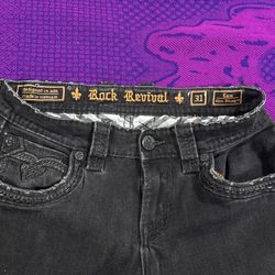 Rock Revivals Color Black   Size 31x32 /Tan Slim Straight