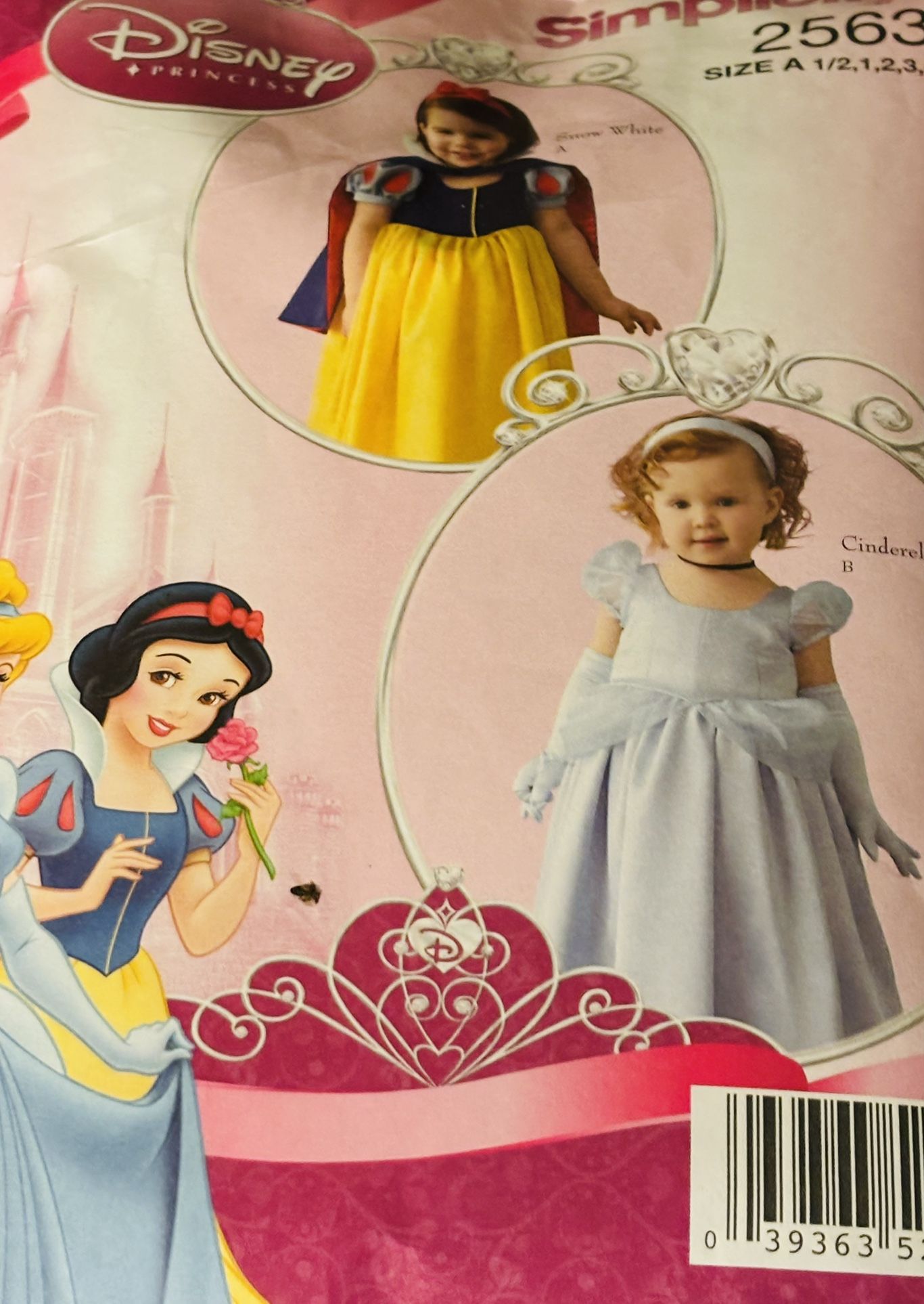 Disney Princess Costume Simplicity 2563 Sizes 1/2-4 Pre Owned