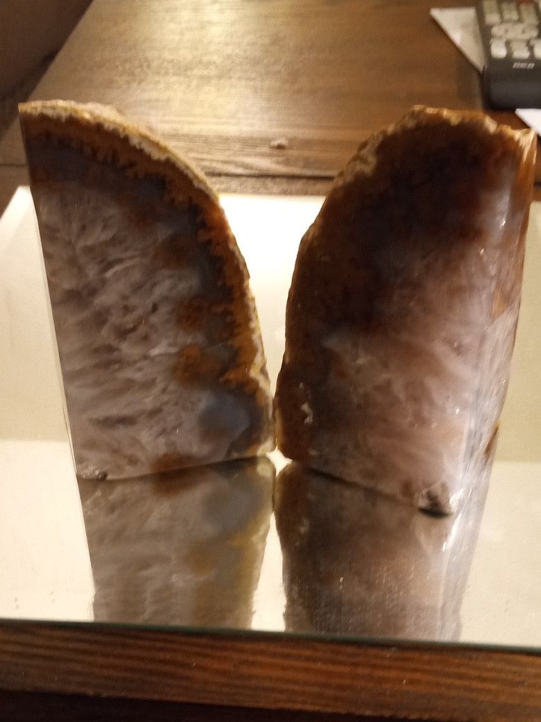 Large Brazilian Crystal Agate Bookends