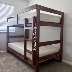 Solid Wood Twin/Twin Bunk Bed With Both Memory Foam Mattresses $560